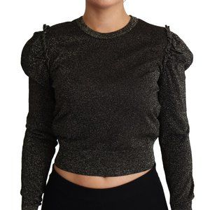DOLCE & GABBANA  Black Gold Cropped Women Pullover Sweater